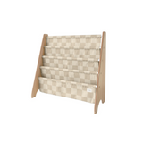 3 Sprouts - Kids' Recycled Fabric Book Bin - Beige Checkers