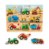 B.Woody - Casse-tête de bois "Peek & Explore" 8 pièces - Camions de construction