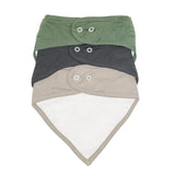Perlimpinpin - Ensemble de 3 petits bavoirs en bambou - Chasseur-Charcoal-Taupe