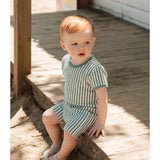 Firsts by Petit Lem - Ensemble short - Rayé turquoise