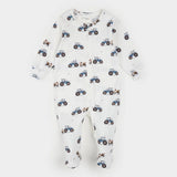Firsts by Petit Lem - Pyjama LunaKnit 1 pièce - Blanc cassé - Tracteurs