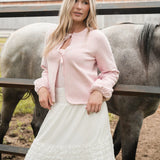 Rose Maternité - Cardigan à boucles manches bouffantes - Rose Pétale