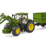 Bruder - John Deere 7R avec chargeur avant et remorque avec attelage tandem